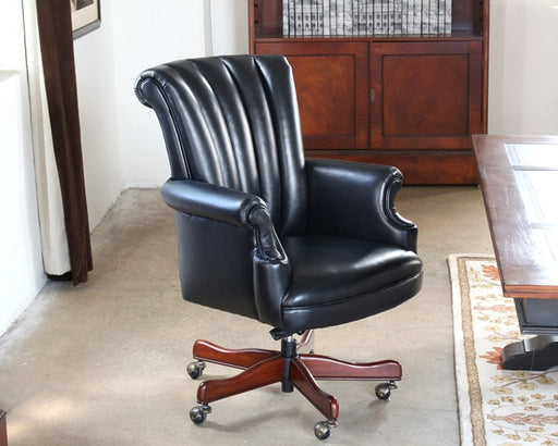 OC55 Black Leather Channel Back Executive Chair 