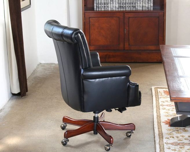 OC55 Black Leather Channel Back Executive Chair 