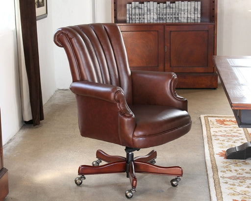 OC56 Coffee Leather Channel Back Leather Executive Chair 