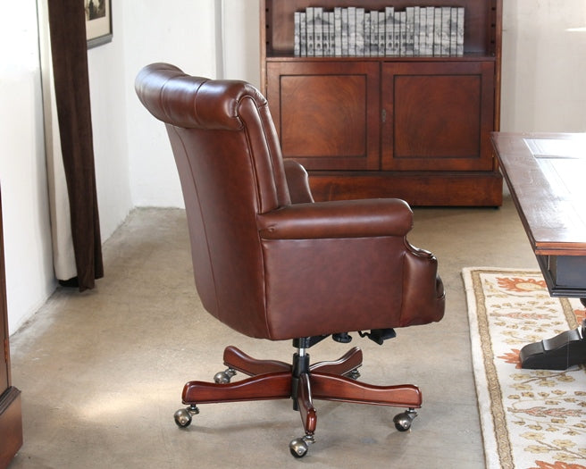 OC56 Coffee Leather Channel Back Leather Executive Chair 