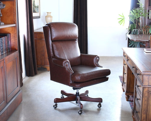 OC58 Coffee Leather Mid Back Executive Chair 