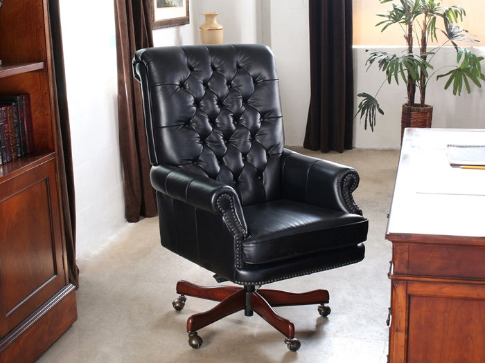 OC59 Black Leather Tufted Executive Chair 