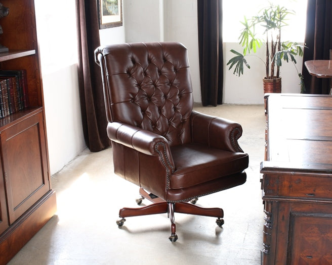 OC60 Coffee Leather Tufted Executive Chair 