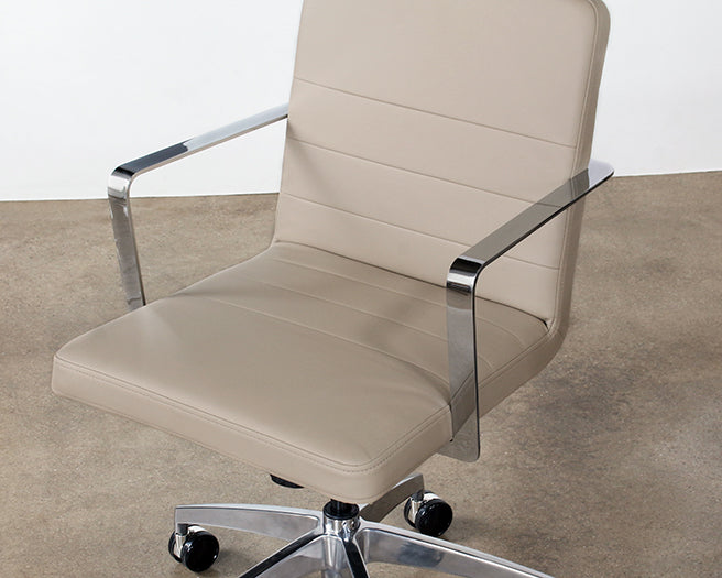 OC79 - Taupe Leather & Chrome Conference Chair On Casters