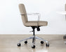 OC79 - Taupe Leather & Chrome Conference Chair On Casters