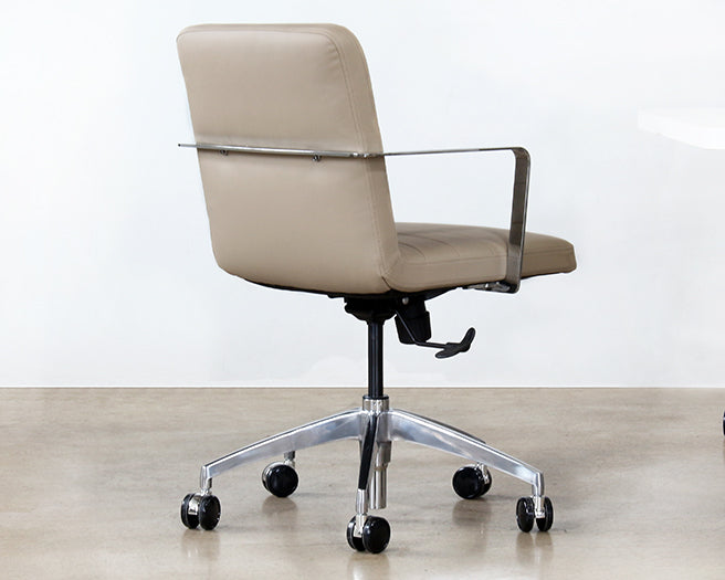 OC79 - Taupe Leather & Chrome Conference Chair On Casters