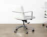 OC80 - White Leather & Chrome Conference Chair On Casters 