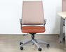 OC81 - Dove Grey Conference Chair With Saddle Brown Seat 