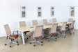OC81 - Dove Grey Conference Chair With Saddle Brown Seat 