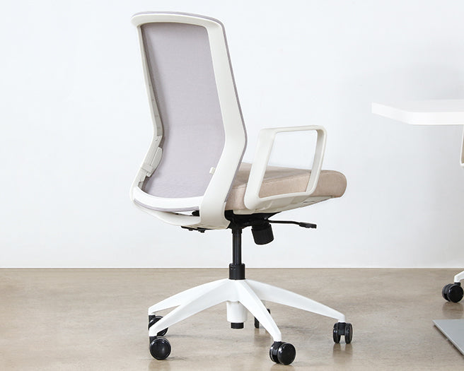 OC82 - White Conference Chair With Upholstered Sand Seat