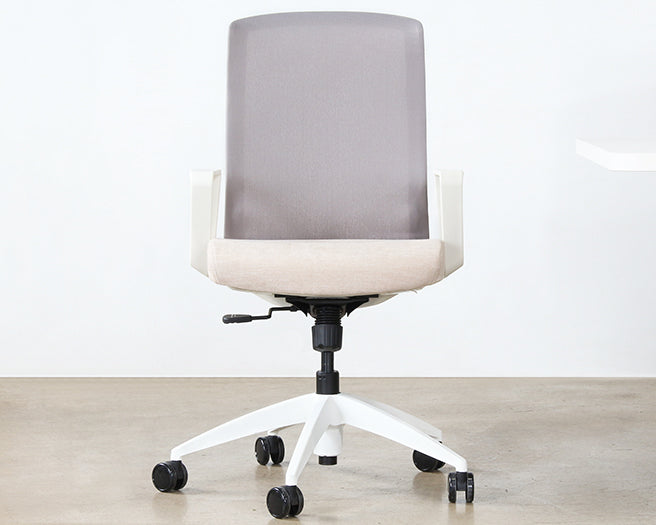 OC82 - White Conference Chair With Upholstered Sand Seat
