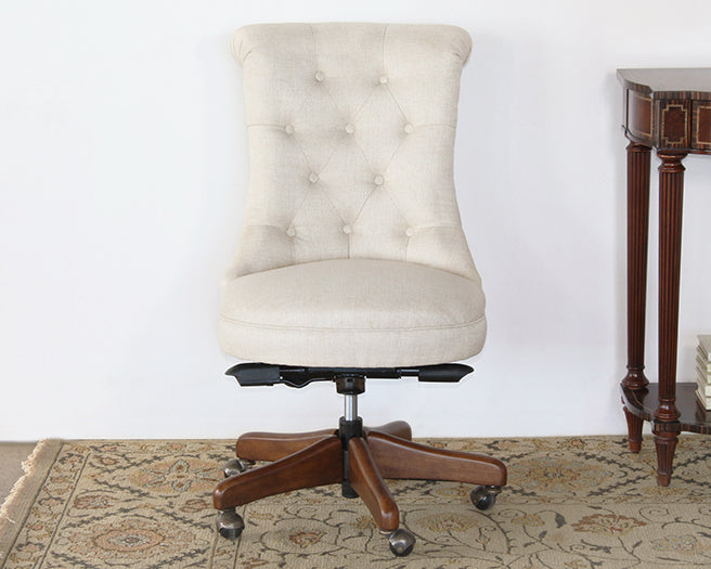 OC87 - Fawn Scroll Back Armless Desk Chair 