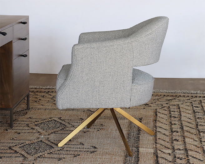 Dove Grey Woven Office Chair on Brass Legs
