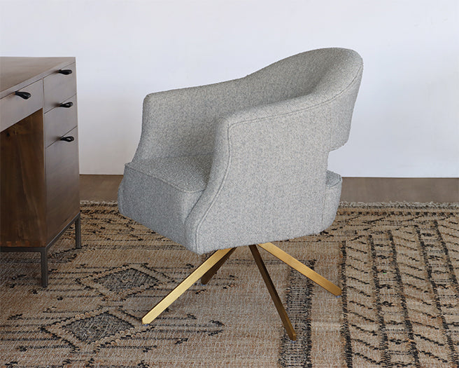 Dove Grey Woven Office Chair on Brass Legs