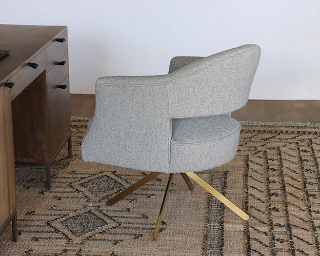 Dove Grey Woven Office Chair on Brass Legs