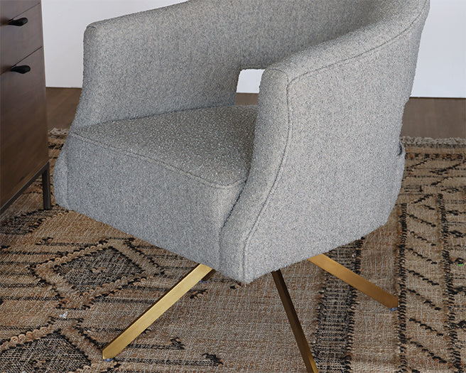 Dove Grey Woven Office Chair on Brass Legs