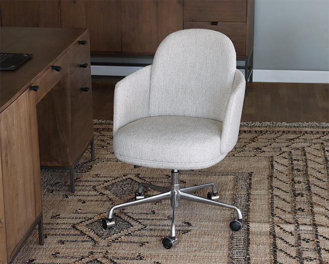 Beige Woven Contemporary Office Chair on Casters