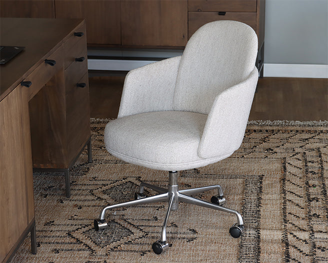 Beige Woven Contemporary Office Chair on Casters