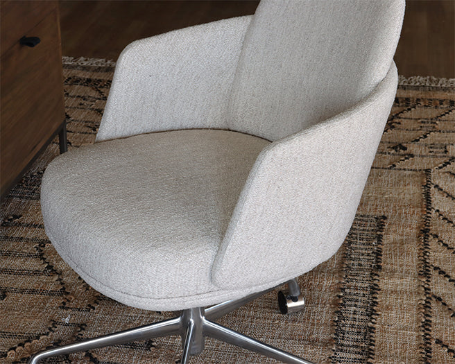 Beige Woven Contemporary Office Chair on Casters