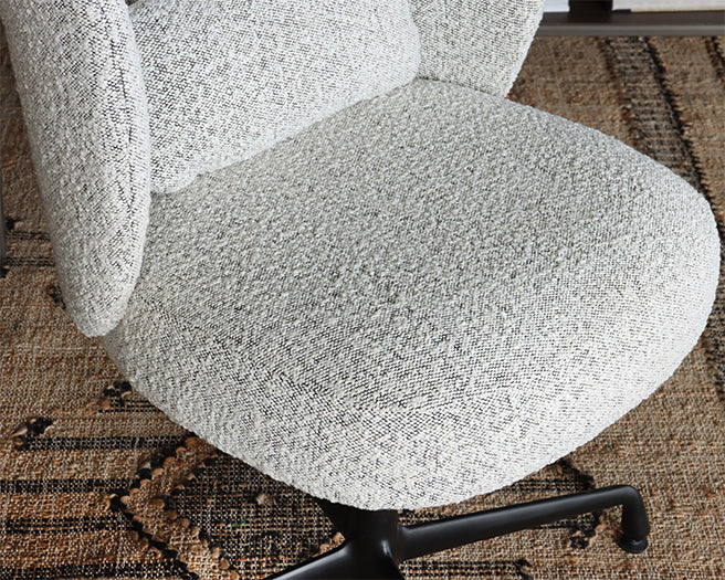 Beige Boucle Office Chair on Black Swivel Base