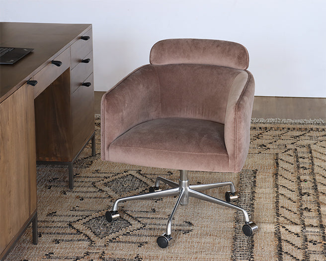 Mink Velvet Office Chair on Casters