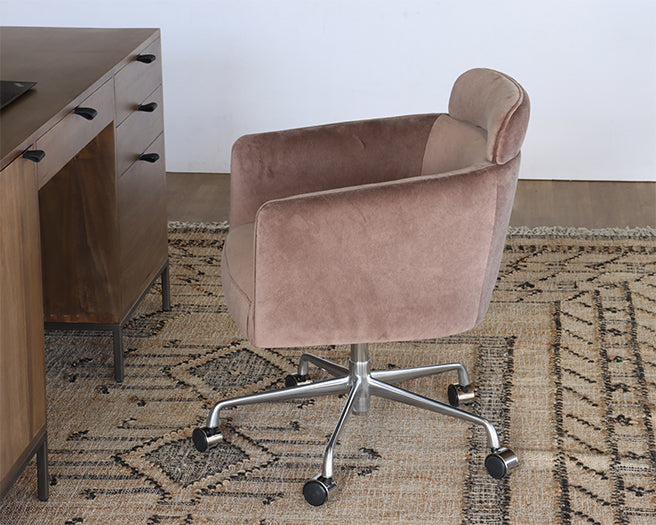 Mink Velvet Office Chair on Casters