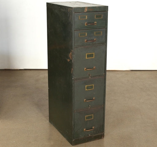 OFC007 - Vintage 5 Drawer Green Office File Cabinet
