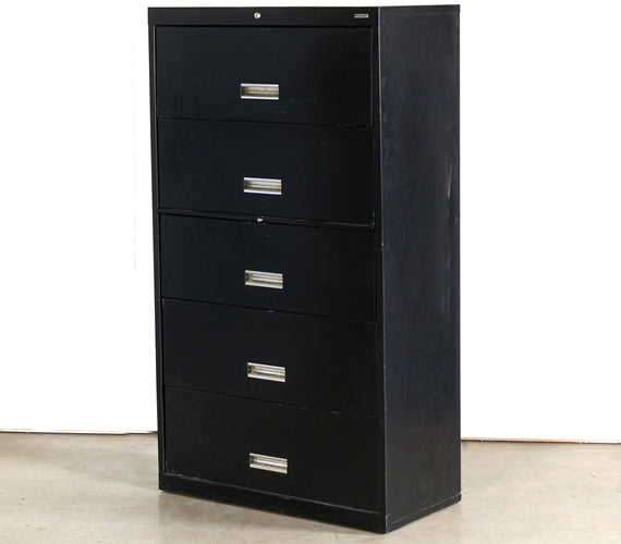 OFC12 - 5 Drawer Black Lateral Office File Cabinet