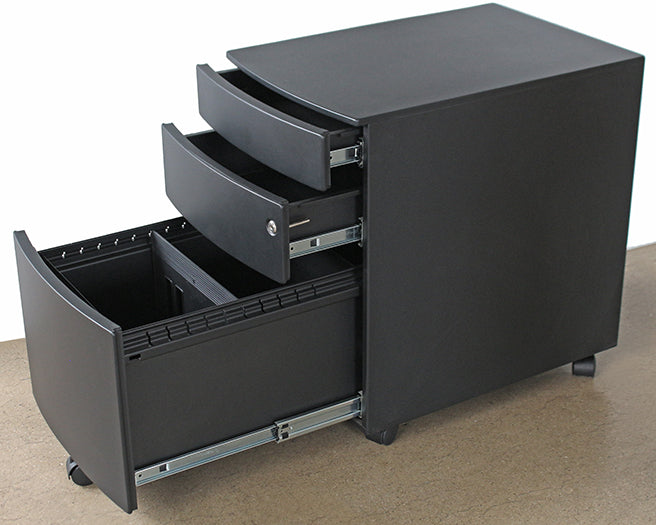 OFC23 Rolling Black 3 Drawer Filing Cabinet 