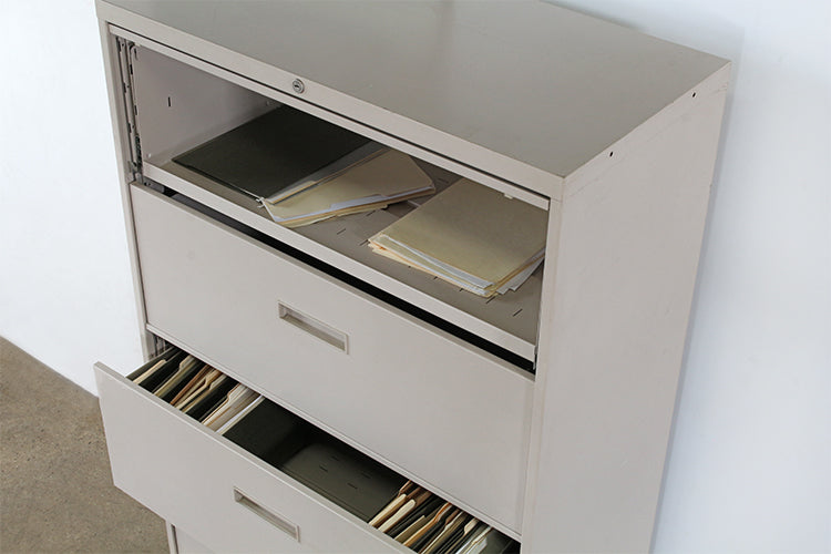 Large 5 Drawer Lateral Grey File Cabinet