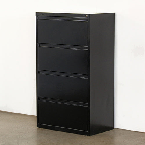 4 Drawer Lateral Black Narrow File Cabinet