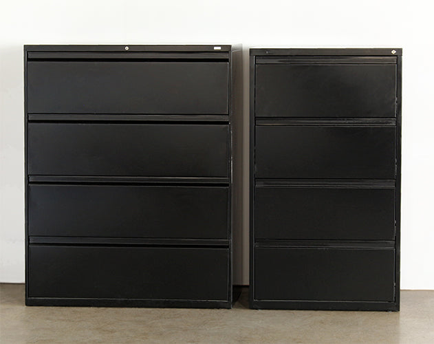 4 Drawer Lateral Black File Cabinet
