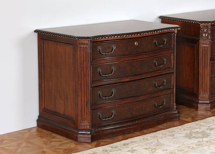 Burled Walnut File Cabinet With Two File Drawers