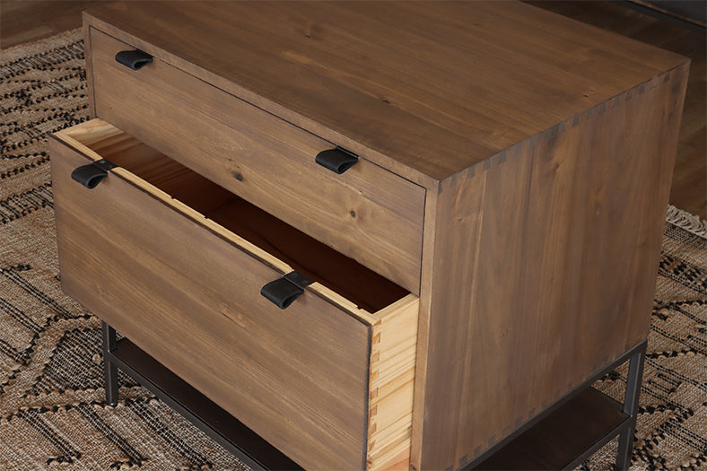 Auburn Poplar Modular File Cabinet w/Leather Pulls