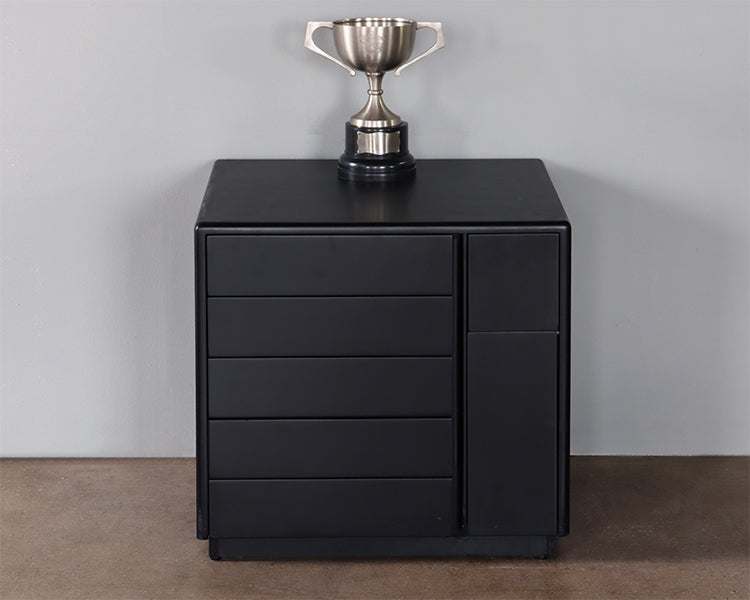 Black & Chrome Office Short Drawer Cabinet