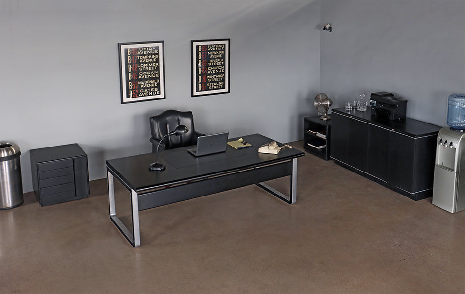 Black & Chrome Office Short Drawer Cabinet