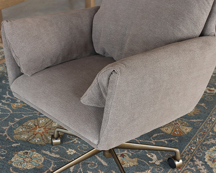 Coffee Brown Linen Office Chair