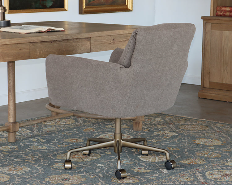 Coffee Brown Linen Office Chair