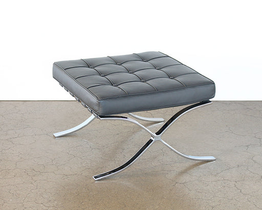 OT131 Gray Leather Barcelona Style Ottoman