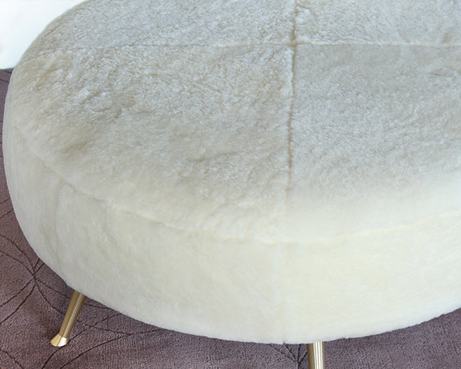 Ivory Shearling Cocktail Ottoman