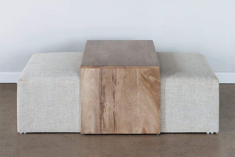 Linen Ottoman With Ash Tray Table (2 Piece)