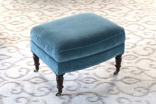 OT40 Peacock Blue Velvet Ottoman