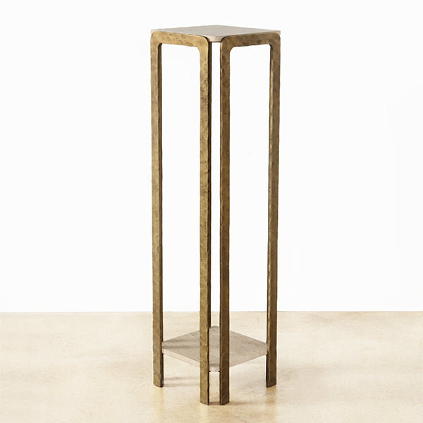 Open Brass Pedestal with Stone Top and Bottom