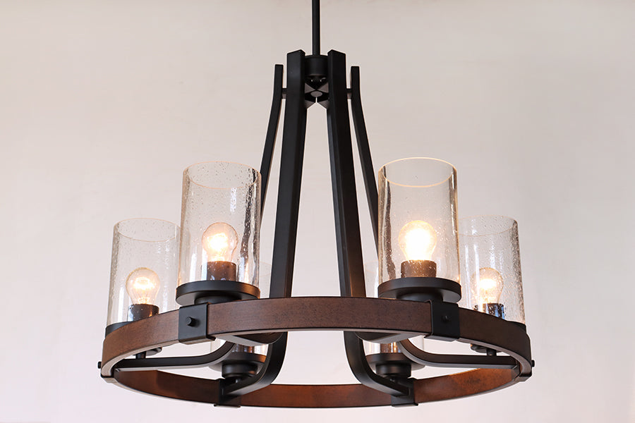 Rustic Bronze & Glass Chandelier
