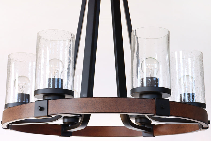 Rustic Bronze & Glass Chandelier