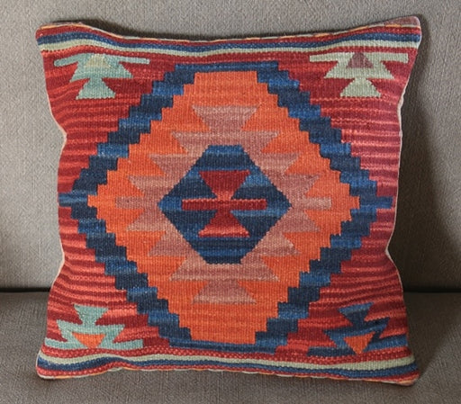 PIL 168 Orange Diamond Kilim Pillow