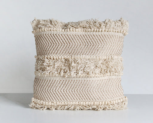 PIL227 White Copper Fringe Pillow 