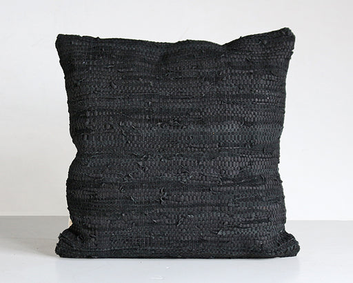 PIL229 Stitch Black Leather Pillow