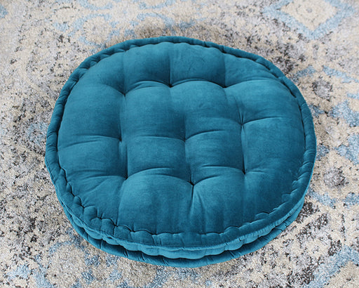 PIL242 - Vivid Teal Tufted Round Floor Pillow