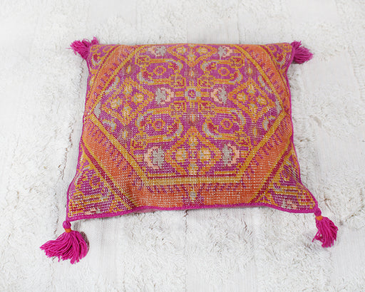 PIL244 - Fuchsia & Saffron Floor Pillow With Tassels